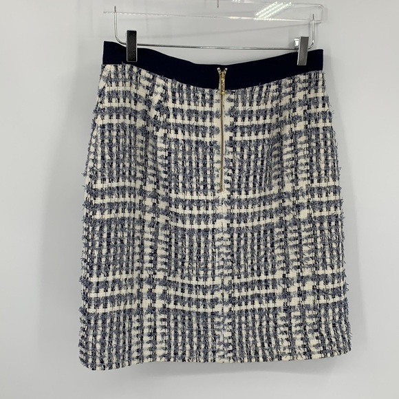 Kate Spade Kylie Skirt the Rules plaid tweed boucle skirt navy white straight 8 - Picture 3 of 4